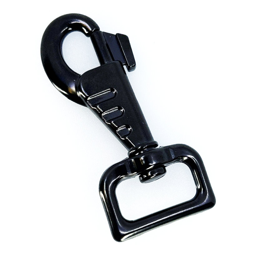 Forgó karabiner felülnyomással, fekete 80x25mm