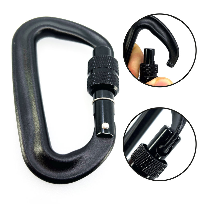 Alumínium karabiner csavarral 80 mm - fekete